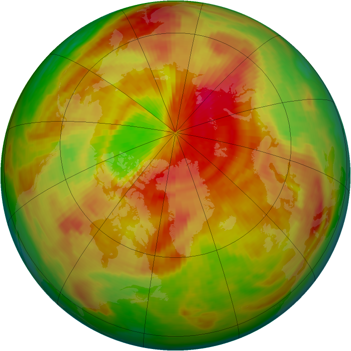 Arctic ozone map for 21 April 1991